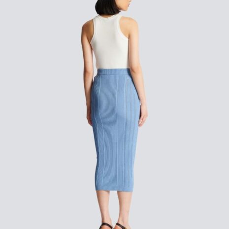 BalmainButtoned Rib-Knit Midi Skirt at Fashion Clinic