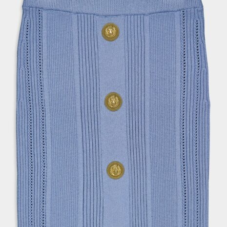 BalmainButtoned Rib-Knit Midi Skirt at Fashion Clinic