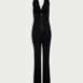 BalmainCowl Neck Crepe Flare Jumpsuit at Fashion Clinic