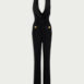BalmainCowl Neck Crepe Flare Jumpsuit at Fashion Clinic
