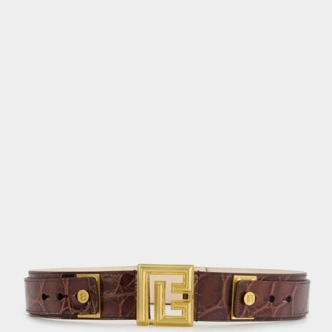 BalmainCrocodile embossed Belt at Fashion Clinic