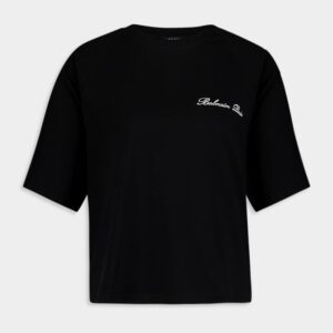 BalmainCropped Balmain Signature Tee at Fashion Clinic