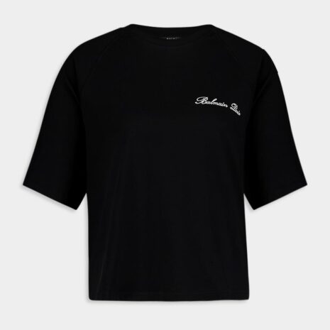 BalmainCropped Balmain Signature Tee at Fashion Clinic