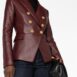 BalmainDouble-Breasted Leather Blazer at Fashion Clinic