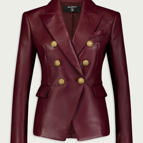 BalmainDouble-Breasted Leather Blazer at Fashion Clinic