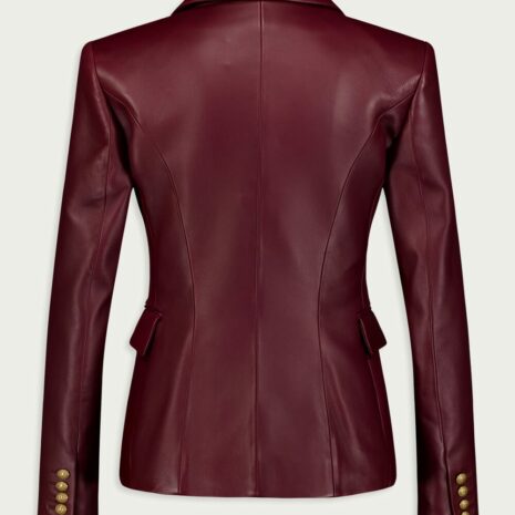 BalmainDouble-Breasted Leather Blazer at Fashion Clinic