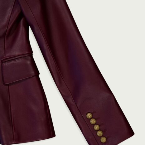 BalmainDouble-Breasted Leather Blazer at Fashion Clinic