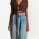 BalmainDraped crop top at Fashion Clinic