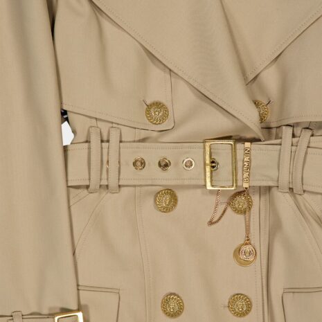 BalmainEmbellished Gabardine Trench Coat at Fashion Clinic
