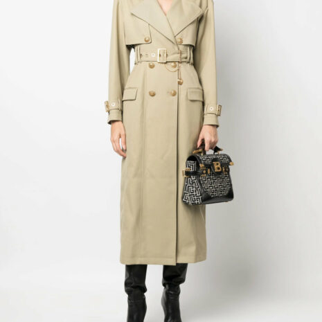 BalmainEmbellished Gabardine Trench Coat at Fashion Clinic