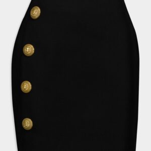 BalmainEmbossed-Button Wool Miniskirt at Fashion Clinic
