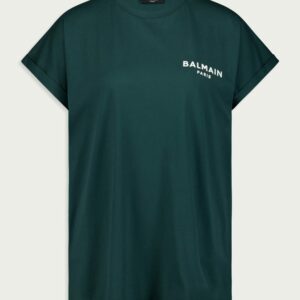 BalmainFlocked-Logo Cotton T-Shirt at Fashion Clinic