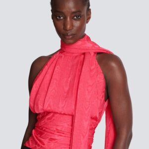 BalmainHalterneck moiré top at Fashion Clinic