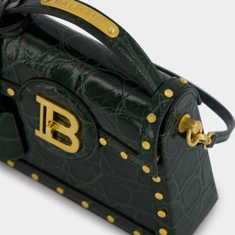 BalmainHandbag B-Buzz 23 Dynasty Crocodile Print Leather at Fashion Clinic