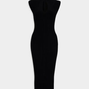 BalmainKeyhole-Neck Ribbed Knitted Midi Dress at Fashion Clinic
