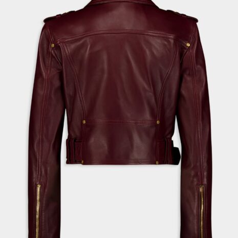 BalmainLeather Biker Cropped Jacket at Fashion Clinic