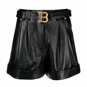 BalmainLeather Shorts at Fashion Clinic