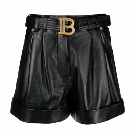 BalmainLeather Shorts at Fashion Clinic
