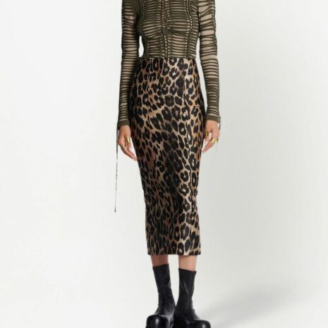 BalmainLeopard pencil skirt at Fashion Clinic