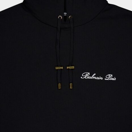 BalmainLogo Embellished Crop Hoodie at Fashion Clinic