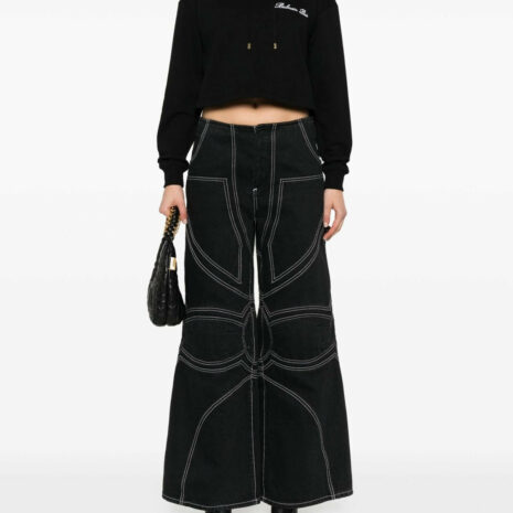 BalmainLogo Embellished Crop Hoodie at Fashion Clinic