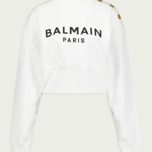 BalmainLogo-Print Cotton Sweatshirt at Fashion Clinic
