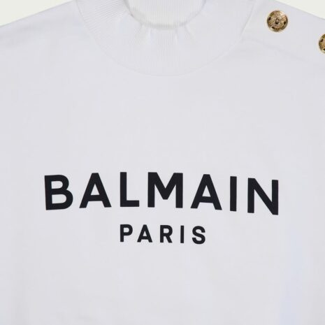 BalmainLogo-Print Cotton Sweatshirt at Fashion Clinic