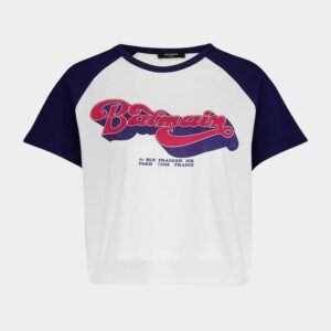 BalmainLogo-Print Cropped Cotton T-Shirt at Fashion Clinic