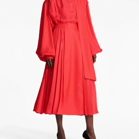 BalmainMini Monogram Pleated Midi Skirt at Fashion Clinic