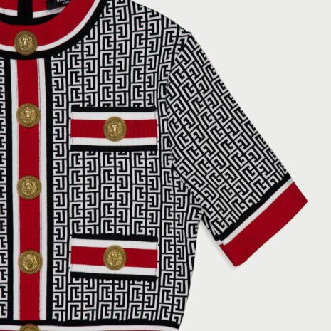 BalmainMonogram-Jacquard Crop Top at Fashion Clinic
