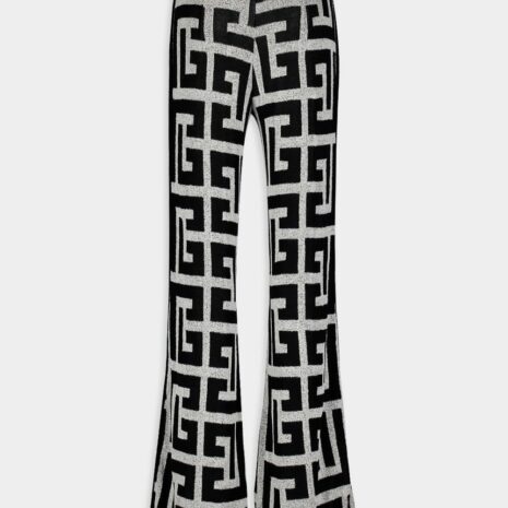 BalmainMonogram Pattern Flare Trousers at Fashion Clinic