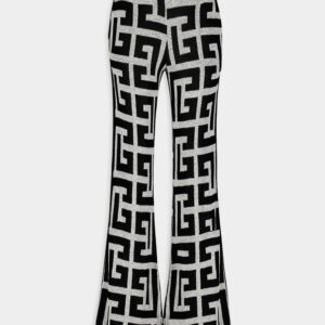 BalmainMonogram Pattern Flare Trousers at Fashion Clinic