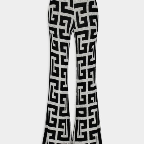 BalmainMonogram Pattern Flare Trousers at Fashion Clinic