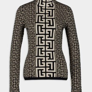 BalmainMonogram Print Turtleneck at Fashion Clinic