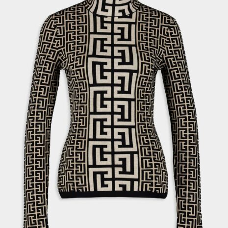 BalmainMonogram Print Turtleneck at Fashion Clinic