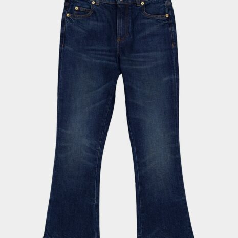 BalmainNavy Blue Flared Cotton Jeans at Fashion Clinic