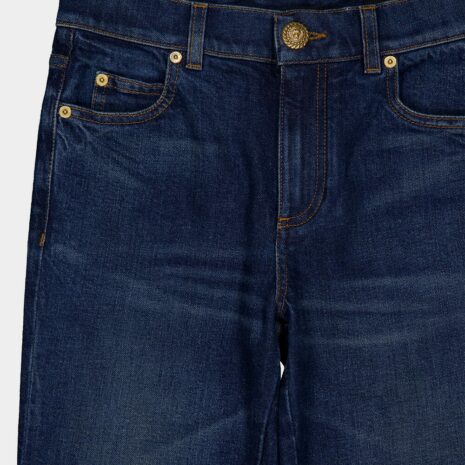 BalmainNavy Blue Flared Cotton Jeans at Fashion Clinic