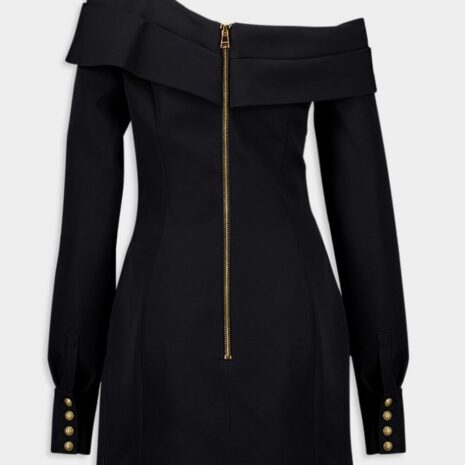 BalmainOff-Shoulder Buttoned Dress at Fashion Clinic