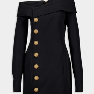 BalmainOff-Shoulder Buttoned Dress at Fashion Clinic