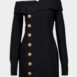 BalmainOff-Shoulder Buttoned Dress at Fashion Clinic