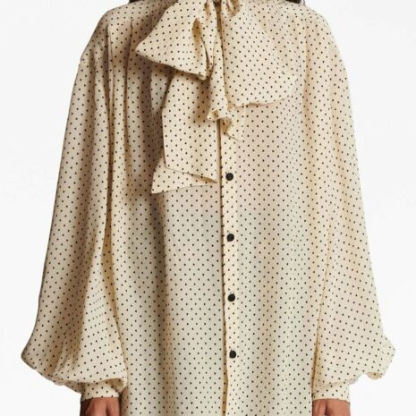 BalmainPrinted Pussy Bow Silk Blouse at Fashion Clinic