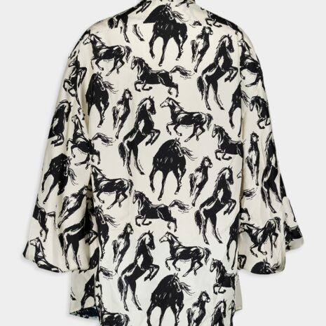 BalmainPrinted Silk Tie-Neck Shirt at Fashion Clinic