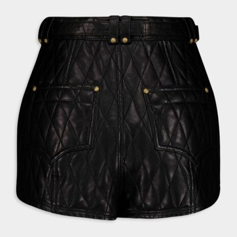 BalmainQuilted Leather Shorts at Fashion Clinic