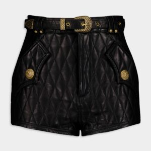 BalmainQuilted Leather Shorts at Fashion Clinic