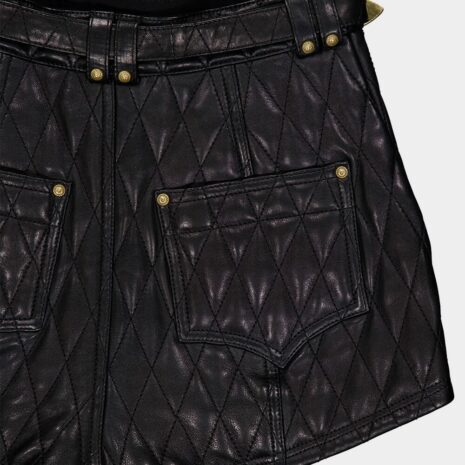 BalmainQuilted Leather Shorts at Fashion Clinic