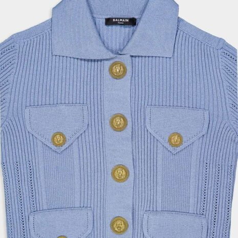 BalmainRibbed Knit Button-Up Cardigan at Fashion Clinic