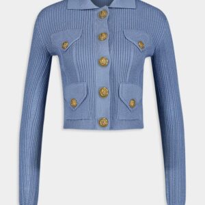 BalmainRibbed Knit Button-Up Cardigan at Fashion Clinic