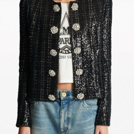 BalmainSequin-Embellished Tweed Jacket at Fashion Clinic