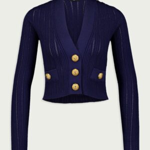 BalmainV-Neck Cropped Cardigan at Fashion Clinic