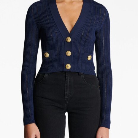 BalmainV-Neck Cropped Cardigan at Fashion Clinic